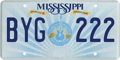 MS license plate BYG222