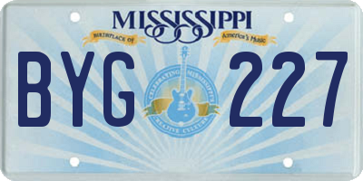 MS license plate BYG227