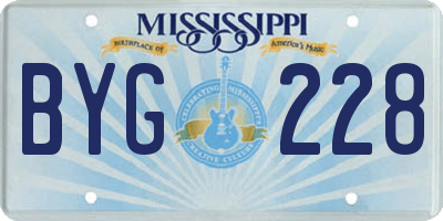MS license plate BYG228