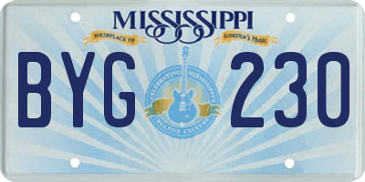 MS license plate BYG230