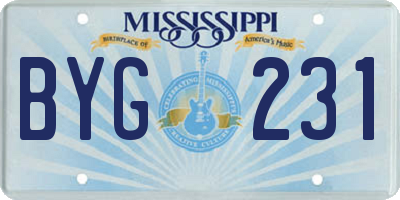MS license plate BYG231