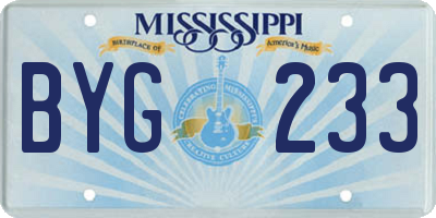 MS license plate BYG233