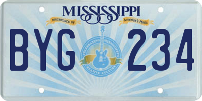 MS license plate BYG234