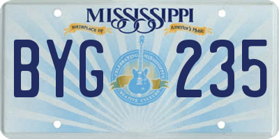 MS license plate BYG235