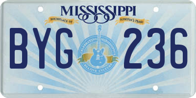 MS license plate BYG236