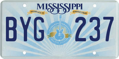 MS license plate BYG237