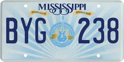 MS license plate BYG238