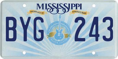 MS license plate BYG243
