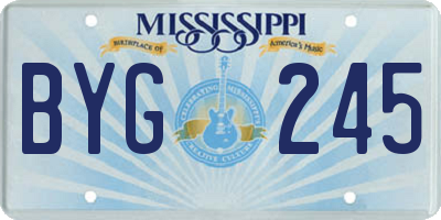 MS license plate BYG245