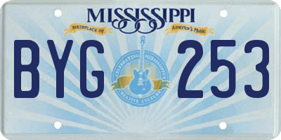 MS license plate BYG253