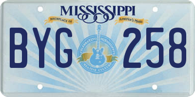 MS license plate BYG258