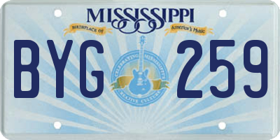 MS license plate BYG259