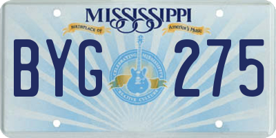 MS license plate BYG275