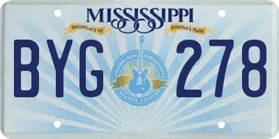 MS license plate BYG278