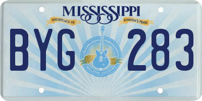 MS license plate BYG283