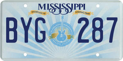 MS license plate BYG287