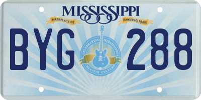 MS license plate BYG288