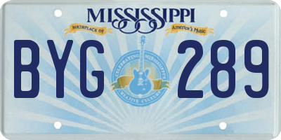 MS license plate BYG289