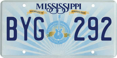 MS license plate BYG292