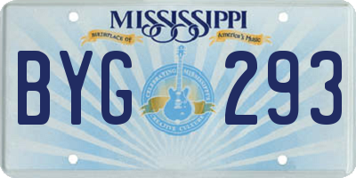 MS license plate BYG293