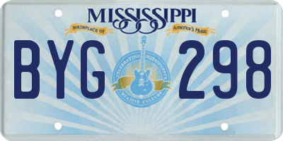 MS license plate BYG298