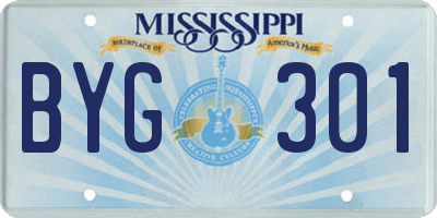 MS license plate BYG301