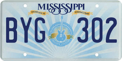 MS license plate BYG302