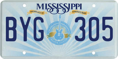 MS license plate BYG305