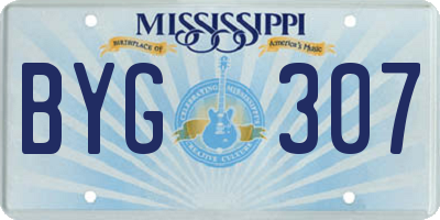 MS license plate BYG307