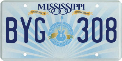 MS license plate BYG308