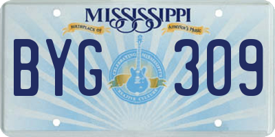 MS license plate BYG309