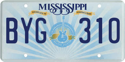MS license plate BYG310