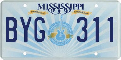 MS license plate BYG311