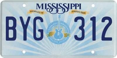 MS license plate BYG312