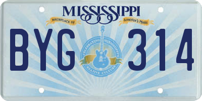 MS license plate BYG314