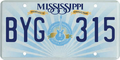 MS license plate BYG315