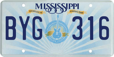 MS license plate BYG316