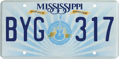 MS license plate BYG317