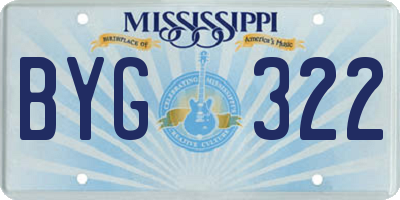 MS license plate BYG322