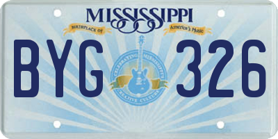 MS license plate BYG326
