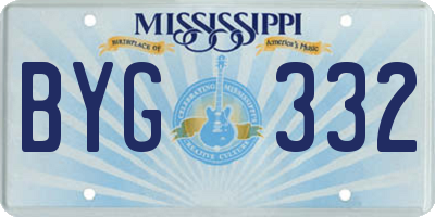 MS license plate BYG332