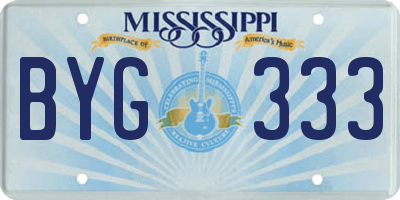 MS license plate BYG333