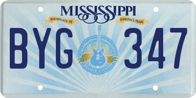 MS license plate BYG347