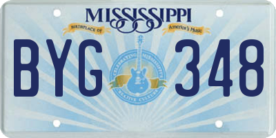 MS license plate BYG348