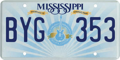 MS license plate BYG353