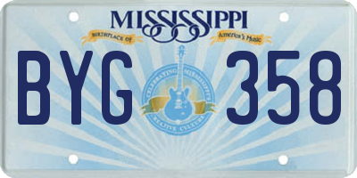 MS license plate BYG358