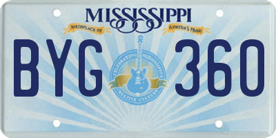 MS license plate BYG360