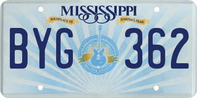 MS license plate BYG362
