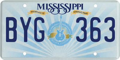 MS license plate BYG363