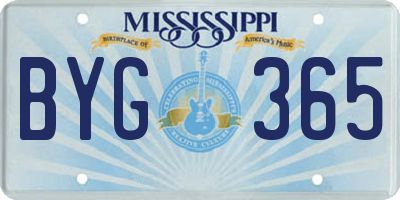 MS license plate BYG365